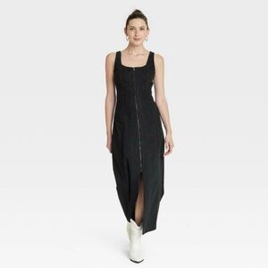 NWT Universal Thread Maxi Dress Black Denim Sleeveless Tailored Corset Size 4